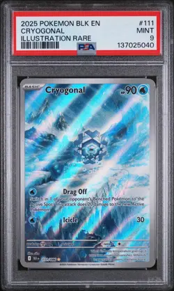 CRYOGONAL #111 ILLUSTRATION RARE 2025 POKEMON BLK EN BLACK BOLT PSA 9 MINT - Image 1