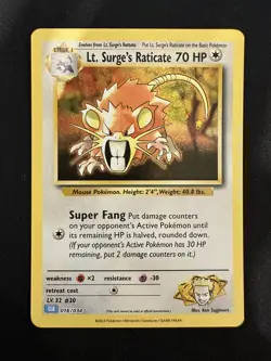 POKEMON TCG LT SURGE’S RATICATE 016/034 CLB POKEMON CARD GAME CLASSIC ENGLISH - Image 1