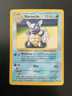 Pokemon Wartortle Base Set (Shadowless) vintage card #042/102 Wotc 1999 - Image 1