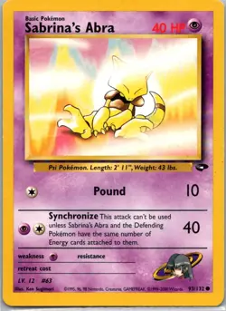 Pokemon TCG Sabrinas Abra 93/132 Gym Challenge LP - Image 1