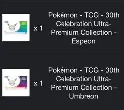 2x Pokemon 30th Anniversary Celebrations Presale - 1x Umbreon 1x Espeon UPC PAIR - Image 3
