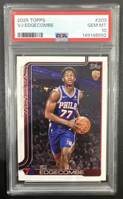 2025-26 Topps VJ Edgecombe #203 RC 76ers PSA 10 - Image 1