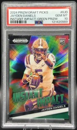 2024 Prizm Draft Picks Jayden Daniels Rookie Instant Impact Green Prizm PSA 10 - Image 1