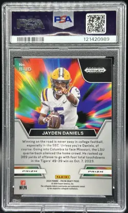 2024 Prizm Draft Picks Jayden Daniels Rookie Instant Impact Green Prizm PSA 10 - Image 2
