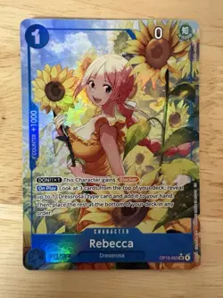 Bandai One Piece Card Game Dressrosa: Rebecca OP15-053 SR Alt Art Character Foil - Image 1