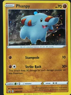 SWIRL Phanpy SWSH117 Black Star Promo Cosmos Holo Pokemon Card LP #1 - Image 1