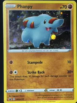 SWIRL Phanpy SWSH117 Black Star Promo Cosmos Holo Pokemon Card LP #1 - Image 4