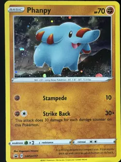 SWIRL Phanpy SWSH117 Black Star Promo Cosmos Holo Pokemon Card LP #1 - Image 5