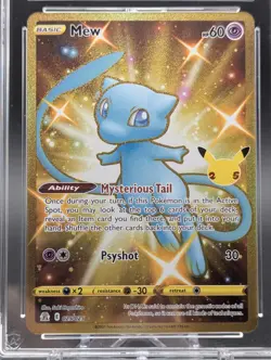 Pokemon Gold Mew TCG Celebrations Holo Card 025/025 ACE 10 GEM MINT - Image 2