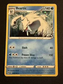 POKEMON TCG: BEARTIC 049/189 HOLIDAY CALENDER STAMPED PROMO CARD NM - Image 1