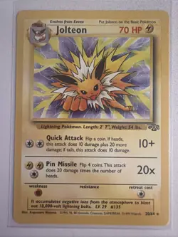 Jolteon 20/64 Pokemon Jungle Unlimited Rare Card WOTC 1999 Non Holo LP NM - Image 1
