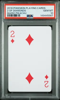 2016 POKEMON PLAYING CARDS MARIO PIKACHU 2 OF DIAMONDS PSA 10 - Image 1