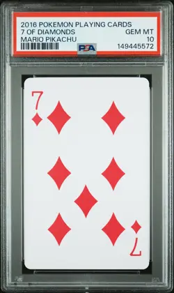 2016 POKEMON PLAYING CARDS MARIO PIKACHU 7 OF DIAMONDS PSA 10 - Image 1