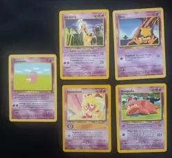 Pokemon WOTC Psychic Card Lot Slowpoke Abra Smoochum Girafarig x5 Vintage - Image 1
