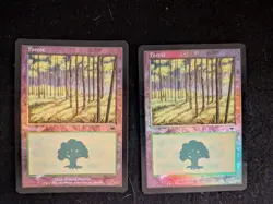 2x MTG Forest (348) Onslaught Foil - Light Play - Actual Photos - Image 1
