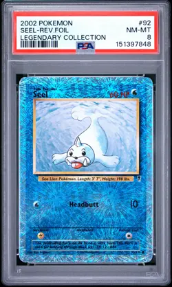 2002 POKEMON LEGENDARY COLLECTION #92 SEEL-REVERSE FOIL PSA 8 - Image 1