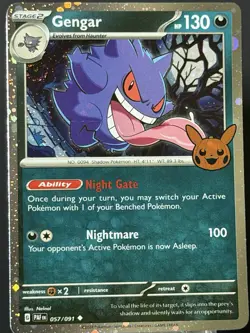 Trick or Trade BOOster 2024 Gengar (Cosmos Holo Swirl) 057/091 Rare Pokemon NM - Image 1