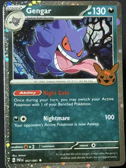 Trick or Trade BOOster 2024 Gengar (Cosmos Holo Swirl) 057/091 Rare Pokemon NM - Image 4