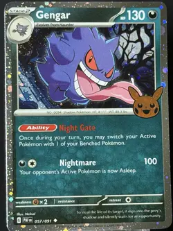 Trick or Trade BOOster 2024 Gengar (Cosmos Holo Swirl) 057/091 Rare Pokemon NM - Image 5