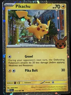 PIKACHU 018/091 HOLO COSMOS *FART SWIRL* 🌀 TRICK OR TRADE 2024 POKEMON NM - Image 1