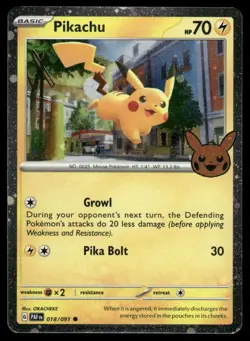 PIKACHU 018/091 HOLO COSMOS *FART SWIRL* 🌀 TRICK OR TRADE 2024 POKEMON NM - Image 2