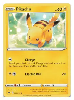 Pikachu #065/202 SWSH01: Sword & Shield Base Set Pokemon tcg - Image 1