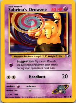 Sabrina's Drowzee 92/132 Common Gym Heroes Pokemon Unlimited Near Mint - Image 1