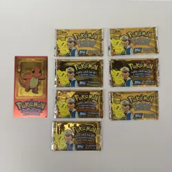 TOPPS TV ANIMATION EDITION CHARMANDER TOPPER POKEMON GAME 1999 UNOPENED 7 PACKS - Image 3