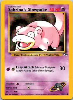 Sabrina's Slowpoke 95/132 Common Gym Heroes Pokemon Unlimited Near Mint - Image 1
