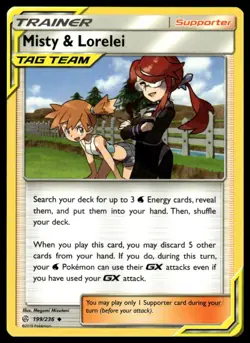 Misty & Lorelei 199/236 Uncommon Cosmic Eclipse Pokemon LP - Image 1