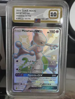 Mewtwo GX Sv59/Sv94 Sun & Moon Hidden Fates: Shiny Vault Pokegrade GM-MT 10 - Image 1