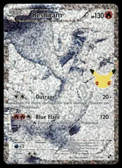 Pokemon Cards Reshiram 113/114 Holo Celebrations: Classic Collection LP - Image 1