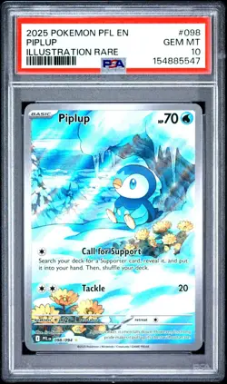 2025 POKEMON PFL EN-PHANTASMAL FLAMES ILLUSTRATION RARE #098 PIPLUP PSA 10 - Image 1