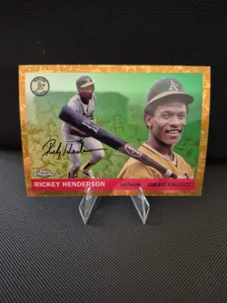 2025-26 Topps Chrome Platinum Rickey Henderson Gold Toile Refractor/50 - Image 1
