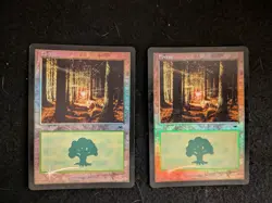 2x MTG Forest (349) Onslaught Foil - Light Play - Actual Photos - Image 1