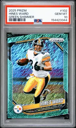 2025 Panini Prizm Hines Ward Green Shimmer #/5 PSA 10 POP 1! - Image 1