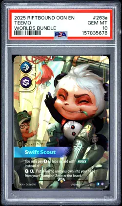 2025 RIFTBOUND: LEAGUE OF LEGENDS OGN-ORIGINS #263A TEEMO - SWIFT SCOUT PSA 10 - Image 1
