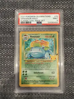 2021 Pokemon Celebrations Classic Collection Venusaur Holo Card #15 PSA 9 Mint - Image 1