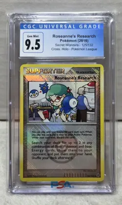 CGC 9.5 Roseanne's Research Crosshatch Holo 125/132 Pokemon League 2010 - Image 1