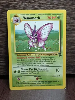 Venomoth 31/130 Base 2 Set WOTC Non Holo Rare Pokemon TCG Vintage LP - Image 1