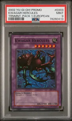YuGiOh Kwagar Hercules TP1-E003 PSA 9 Pop 2 Super Rare Tournament Pack no higher - Image 1
