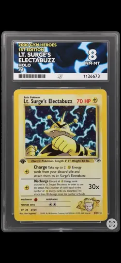 2000 Pokemon Gym Heroes 1st Edition 6 Lt. Surge's Electabuzz Holo Ace 8 - Image 1