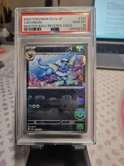 PSA 10 GEM MINT JAPANESE POKEMON 2023 VAPOREON 134/165 MASTER BALL 151 SV2a - Image 1