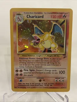 Charizard 4/130 Holo Rare Base Set 2 Pokemon Card MP-HP Look At Photos - Image 1