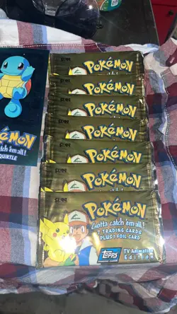 TOPPS TV ANIMATION EDITION SQUIRTLE TOPPER POKEMON GAME 1999 UNOPENED 7 PACKS - Image 2