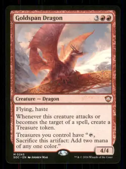 Goldspan Dragon 245 Commander: Secrets of Strixhaven Magic: The Gathering NM - Image 1