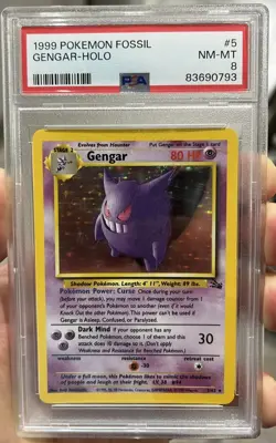 Gengar PSA 8 - Fossil Holo Vintage Pokemon Card 1999 Rare - Image 1