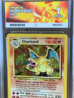 Pokemon TCG Charizard 4/102 Base Set Holo Card Ace Graded 1 Original 1999 WOTC - Image 2