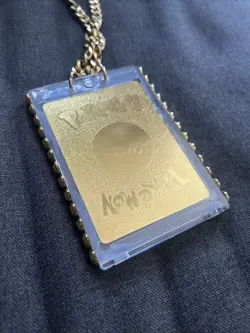 Gold Charizard Art Card On 18k Gold Plated Necklace Pokemon Handmade Fanart - Image 4