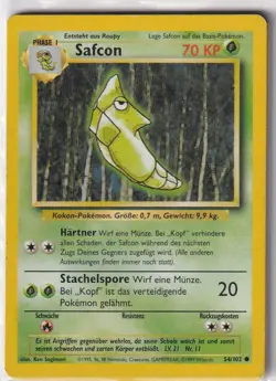 Pokemon Karte Trading Card Game Basis Set Nr. 54/102 Safcon deutsch - Image 1